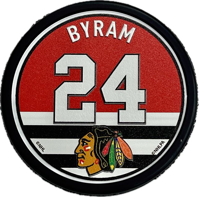 Chicago Blackhawks Name &amp; Number Puck - Bowen Byram 