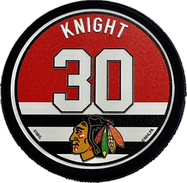 Chicago Blackhawks Name &amp; Number Puck - Spencer Knight 