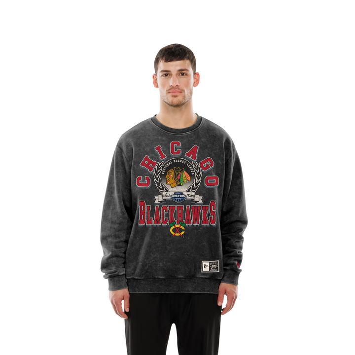 New Era Chicago Blackhawks Throwback Mineral Wash Crewneck