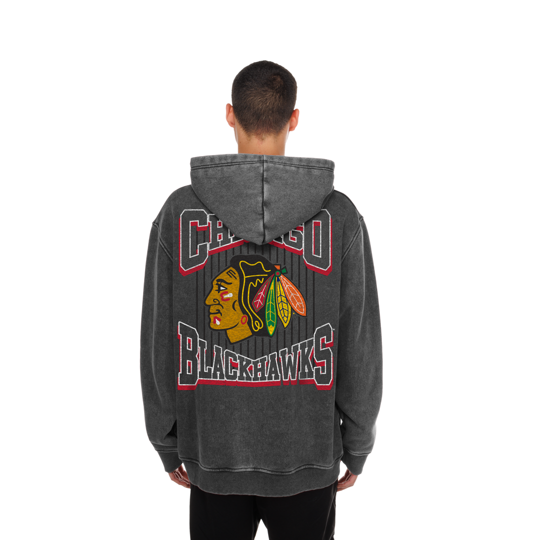 New Era Chicago Blackhawks Lifestyle Mineral Wash Full‑Zip Hoodie