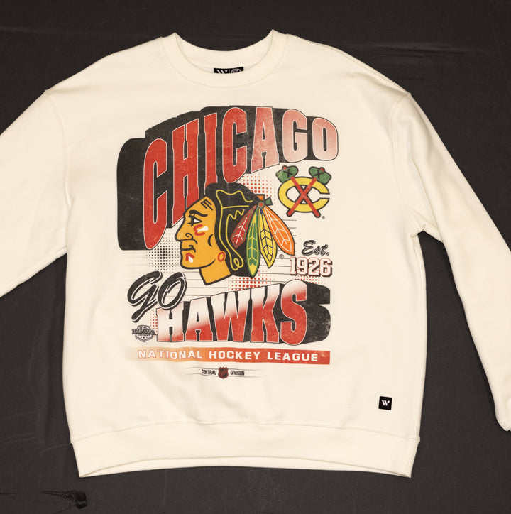 Wild Collective Chicago Blackhawks Go Hawks Fleece Crewneck