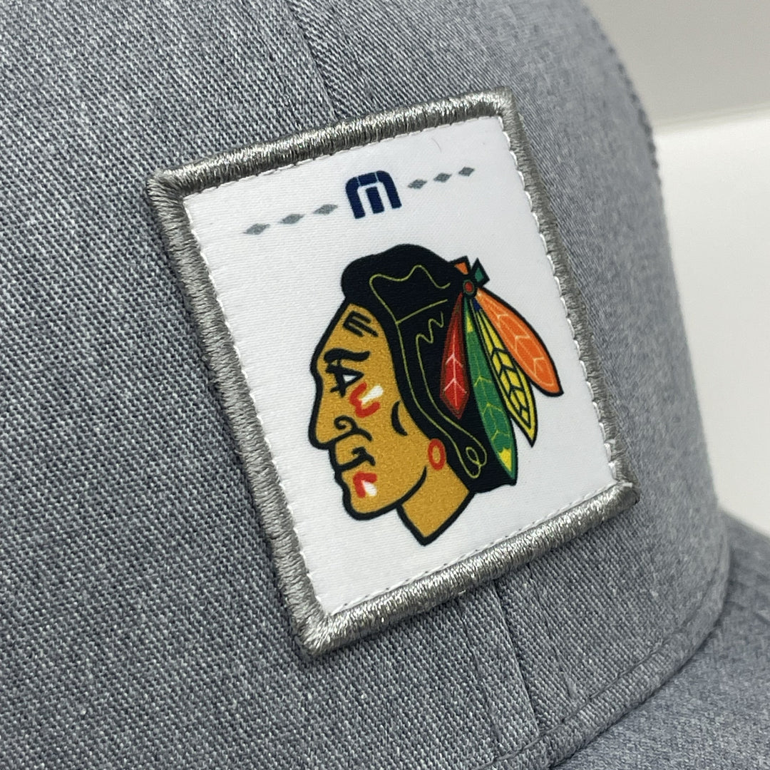 TravisMathew Chicago Blackhawks Widder 2.0 Square Patch Snapback