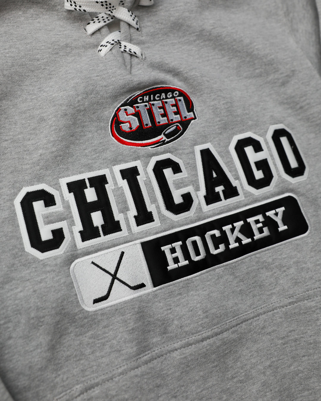 Chicago Steel Sport Grey Laced Hooded Sweatshirt