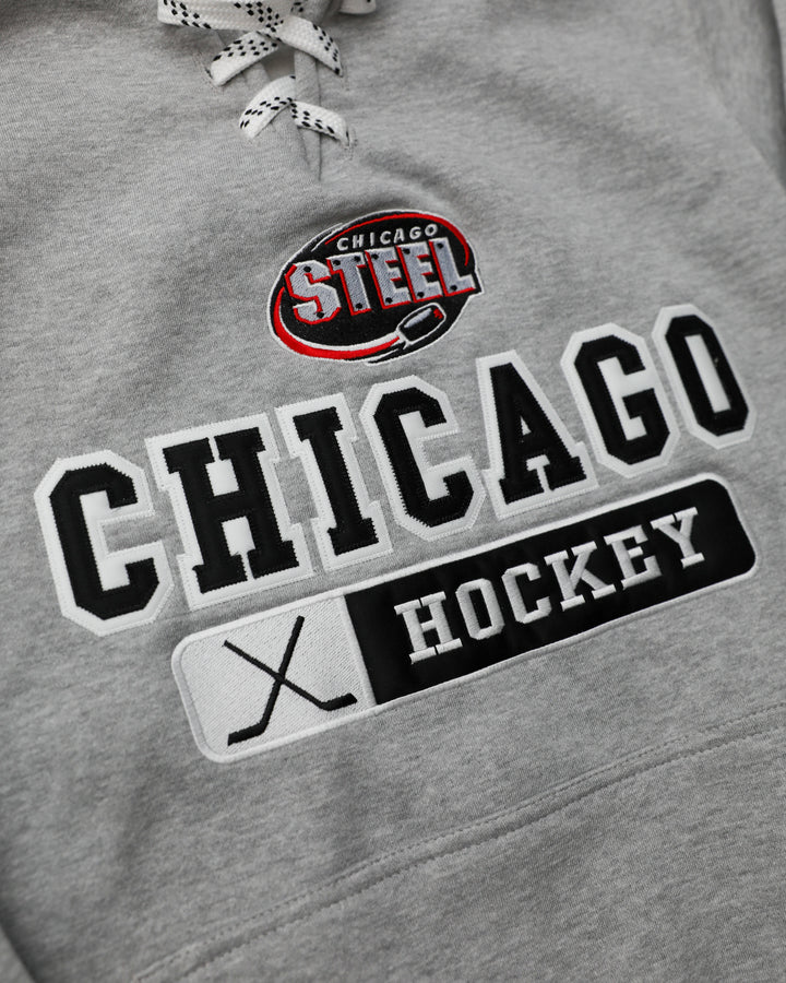 Chicago Steel Sport Grey Laced Hooded Sweatshirt