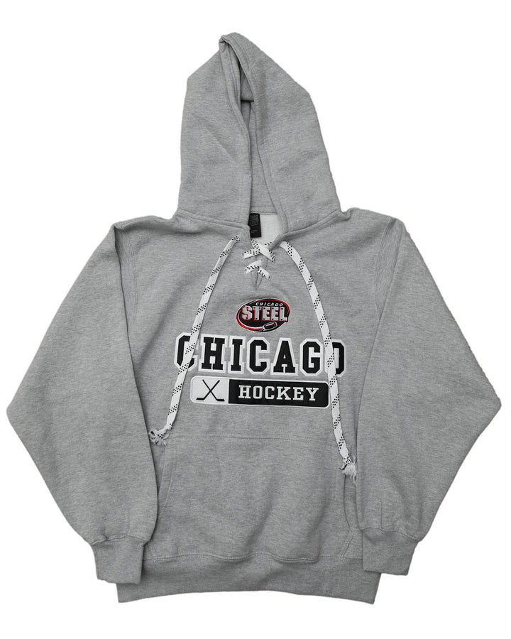 Chicago Steel Sport Grey Laced Hooded Sweatshirt