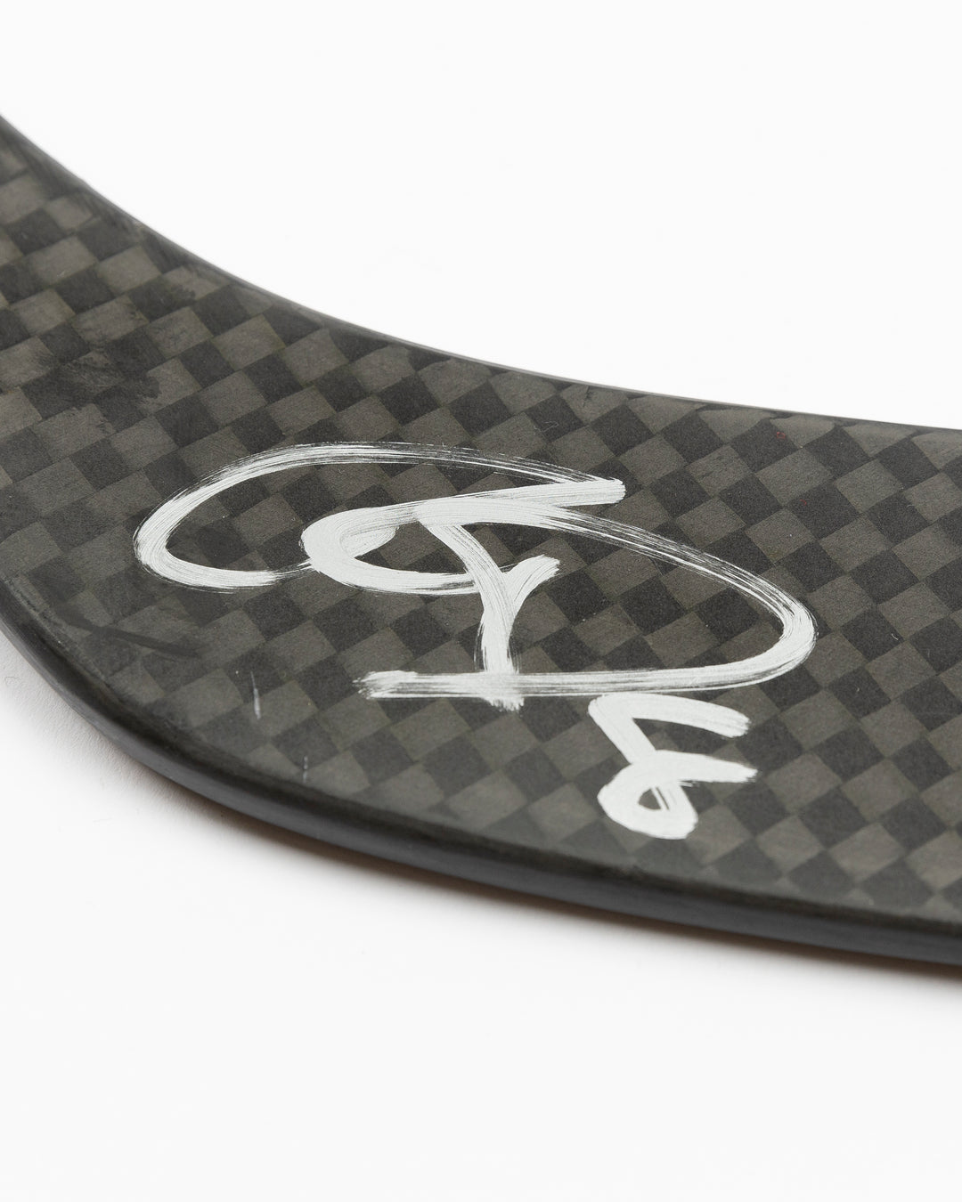 game-used hockey stick used and signed by Chicago Blackhawks Ryan Donato - detail autograph lay flat