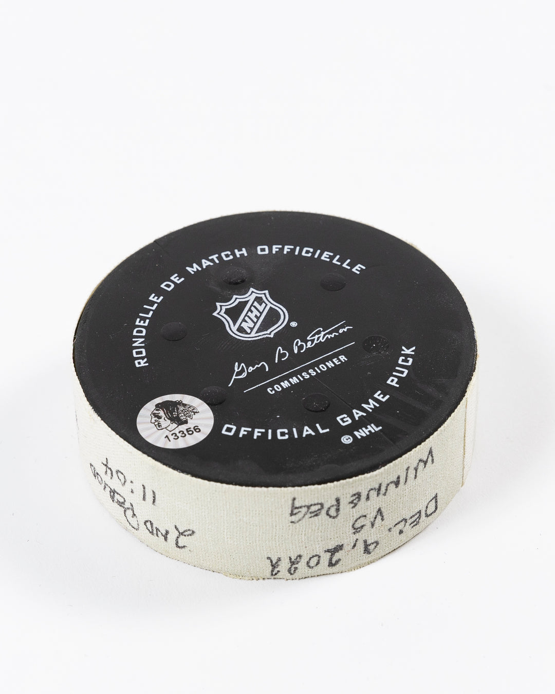 Taylor Raddysh Game-Used Goal Puck 12/9/22 13356