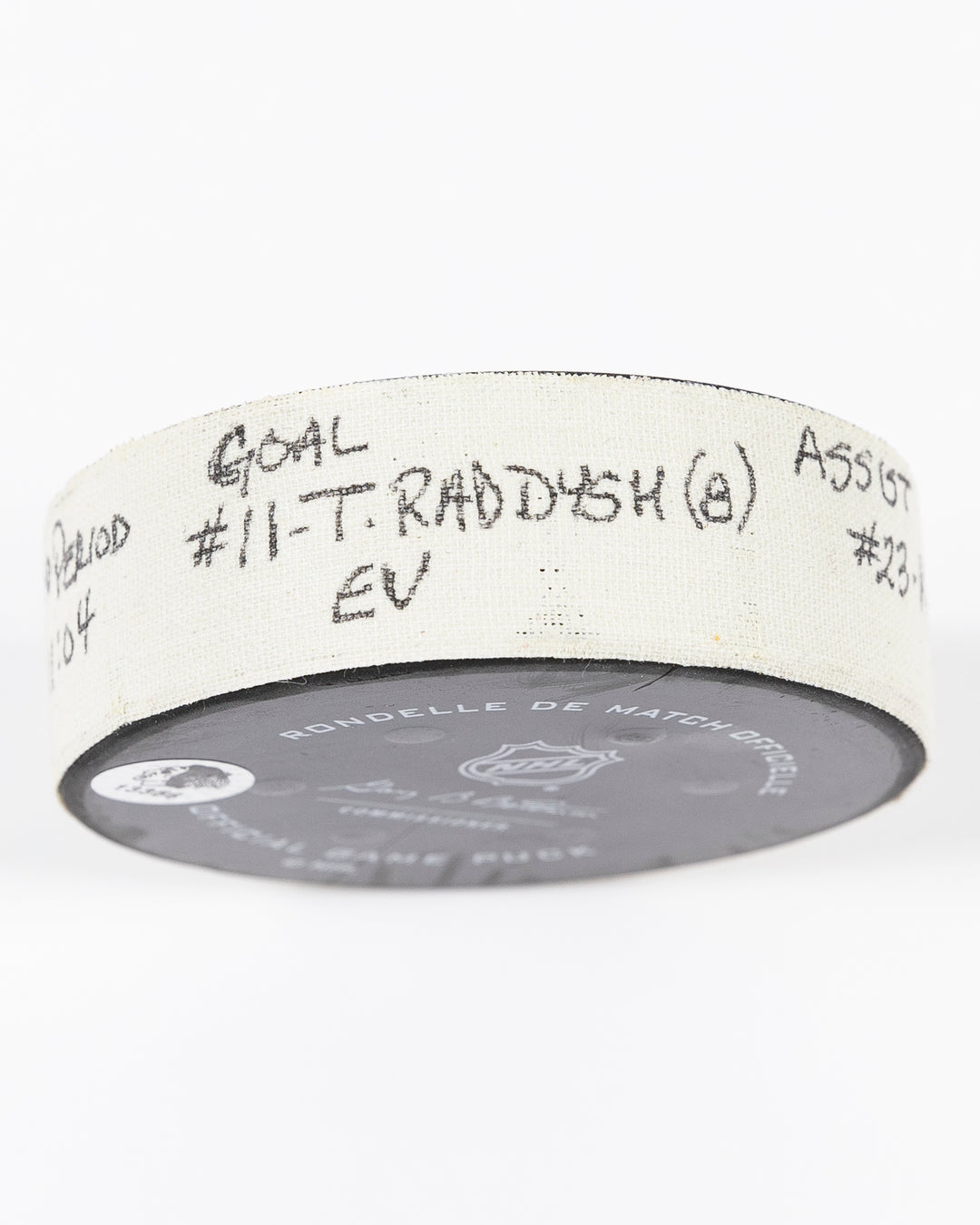 Taylor Raddysh Game-Used Goal Puck 12/9/22 13356