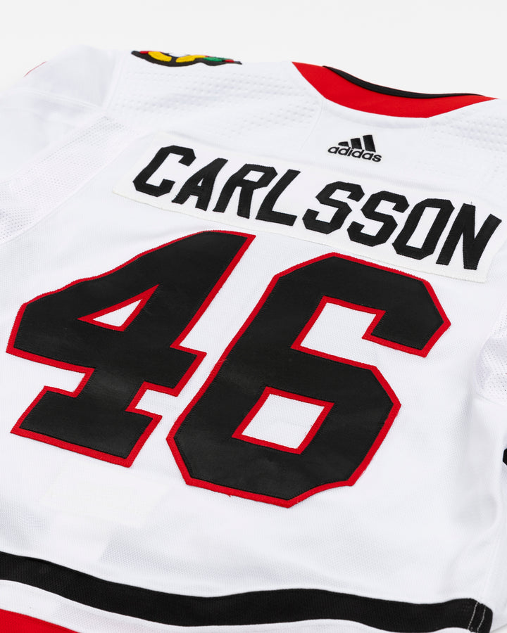 Lucas Carlsson Game-Used White Jersey 00046