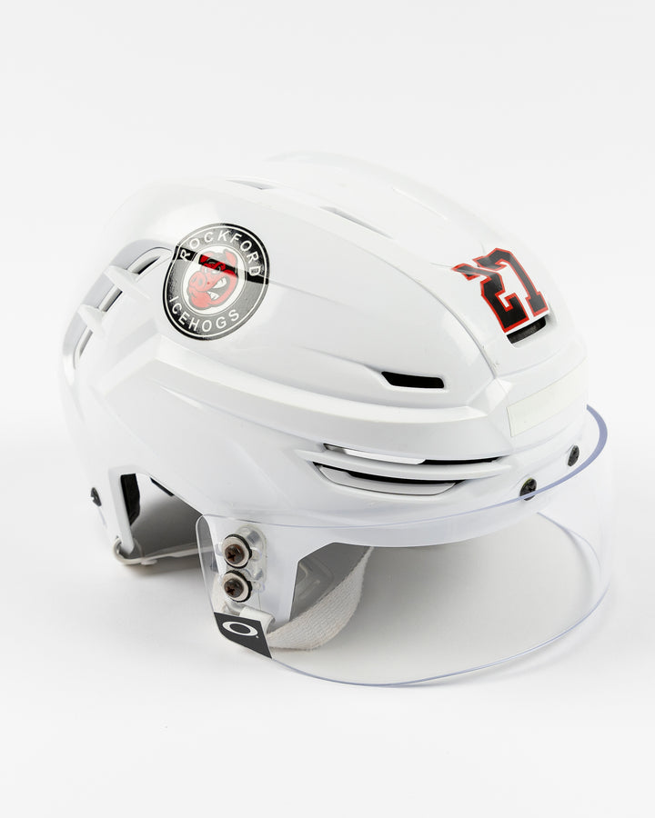 Lukas Reichel Used White AHL Helmet 16633