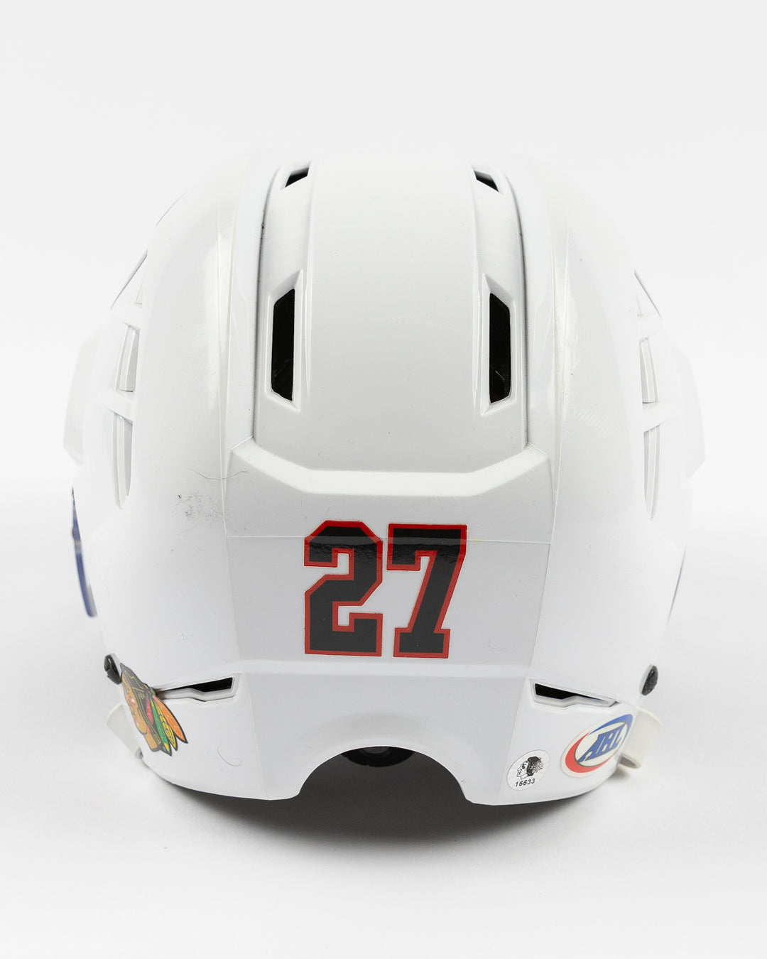 Lukas Reichel Used White AHL Helmet 16633