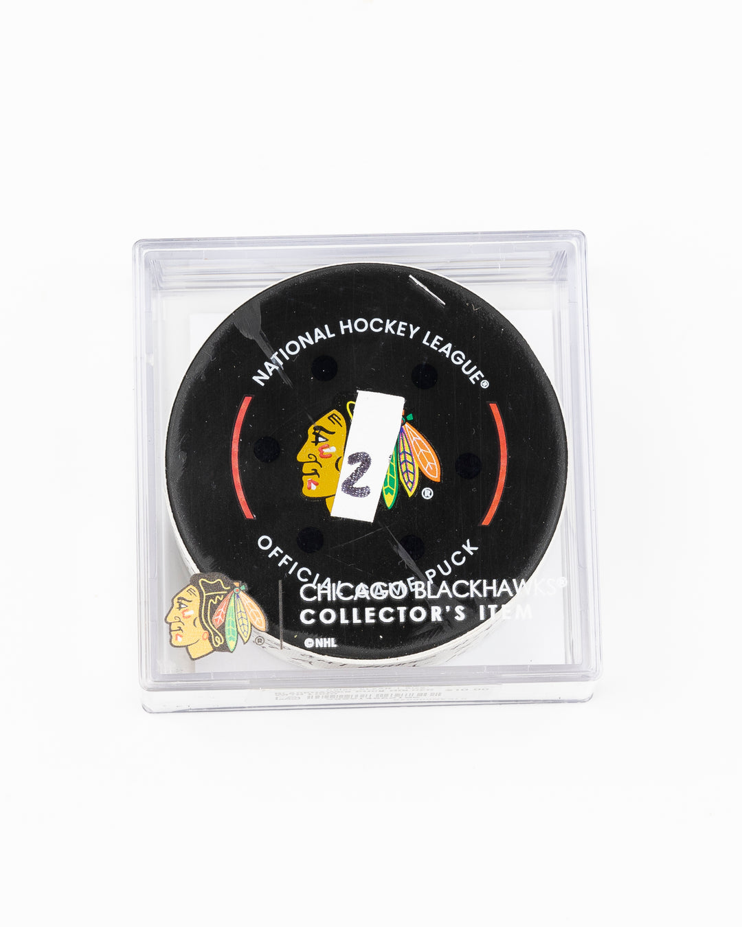 official Chicago Blackhawks game used goal puck scored by Tyler Bertuzzi against the Carolina Hurricanes on January 20, 2025 - front lay flat in case