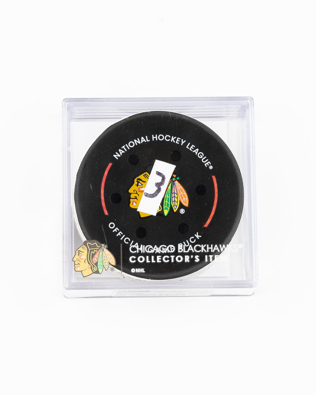 official Chicago Blackhawks game used goal puck scored by Tyler Bertuzzi against the Vegas Golden Knights on January 18, 2025 - front lay flat in case
