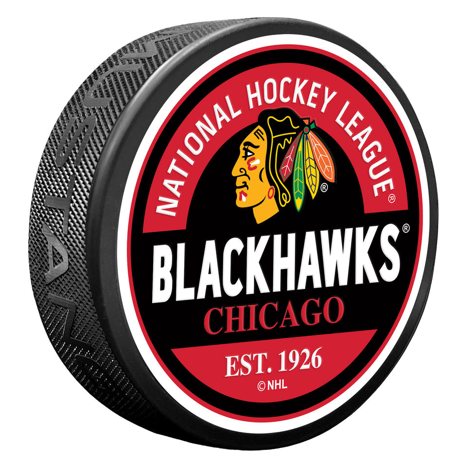 Chicago Blackhawks Block Logo Puck