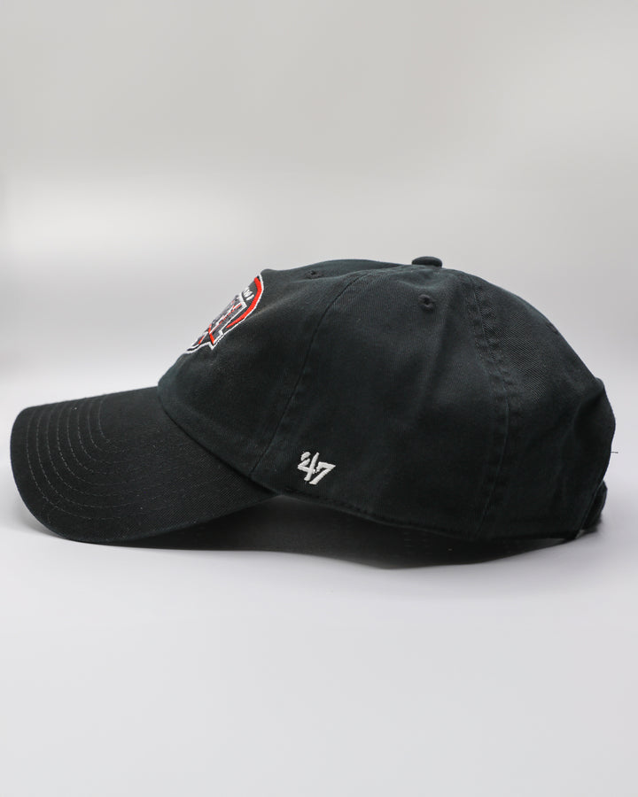 black '47 brand adjustable hat with embroidered Chicago Steel logo on front - left side lay flat