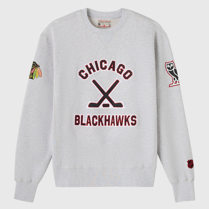 OVO x NHL Chicago Blackhawks Crewneck - Ash Heather