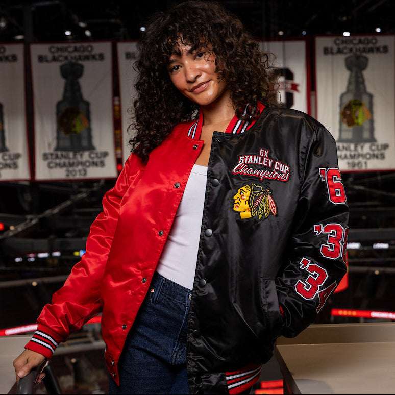 Starter Chicago Blackhawks Coin Toss 6X Stanley Cup Champs Varsity Jacket