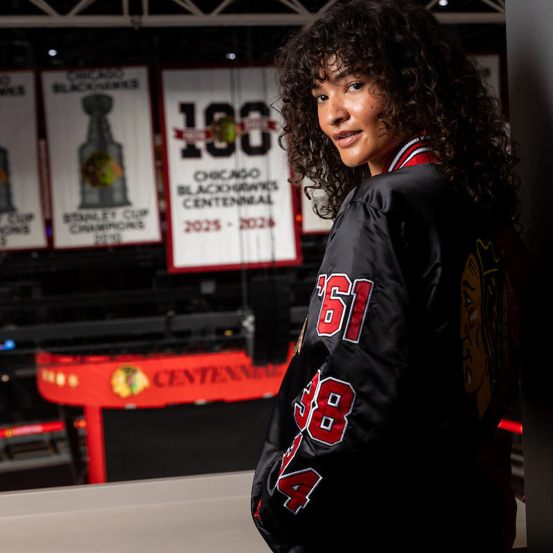 Starter Chicago Blackhawks Coin Toss 6X Stanley Cup Champs Varsity Jacket