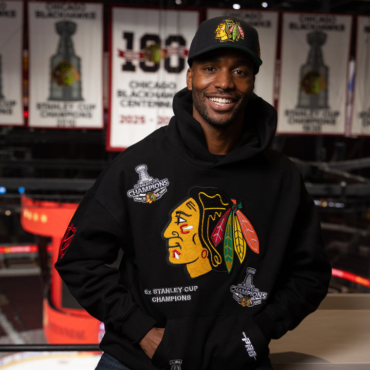 Pro Standard Chicago Blackhawks 6X Stanley Cup Champs Drop Shoulder Hoodie