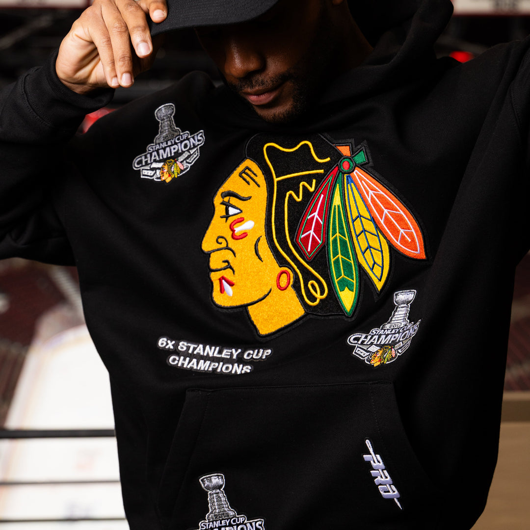 Pro Standard Chicago Blackhawks 6X Stanley Cup Champs Drop Shoulder Hoodie