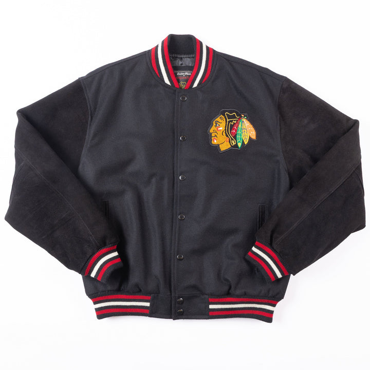 American Needle Chicago Blackhawks 6X Stanley Cup Champions Wool Leather Varsity Jacket