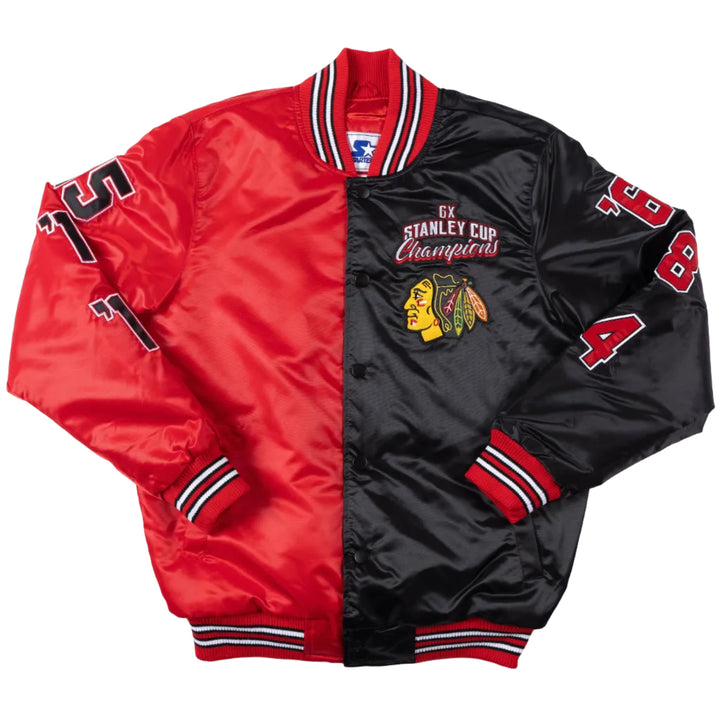 Starter Chicago Blackhawks Coin Toss 6X Stanley Cup Champs Varsity Jacket