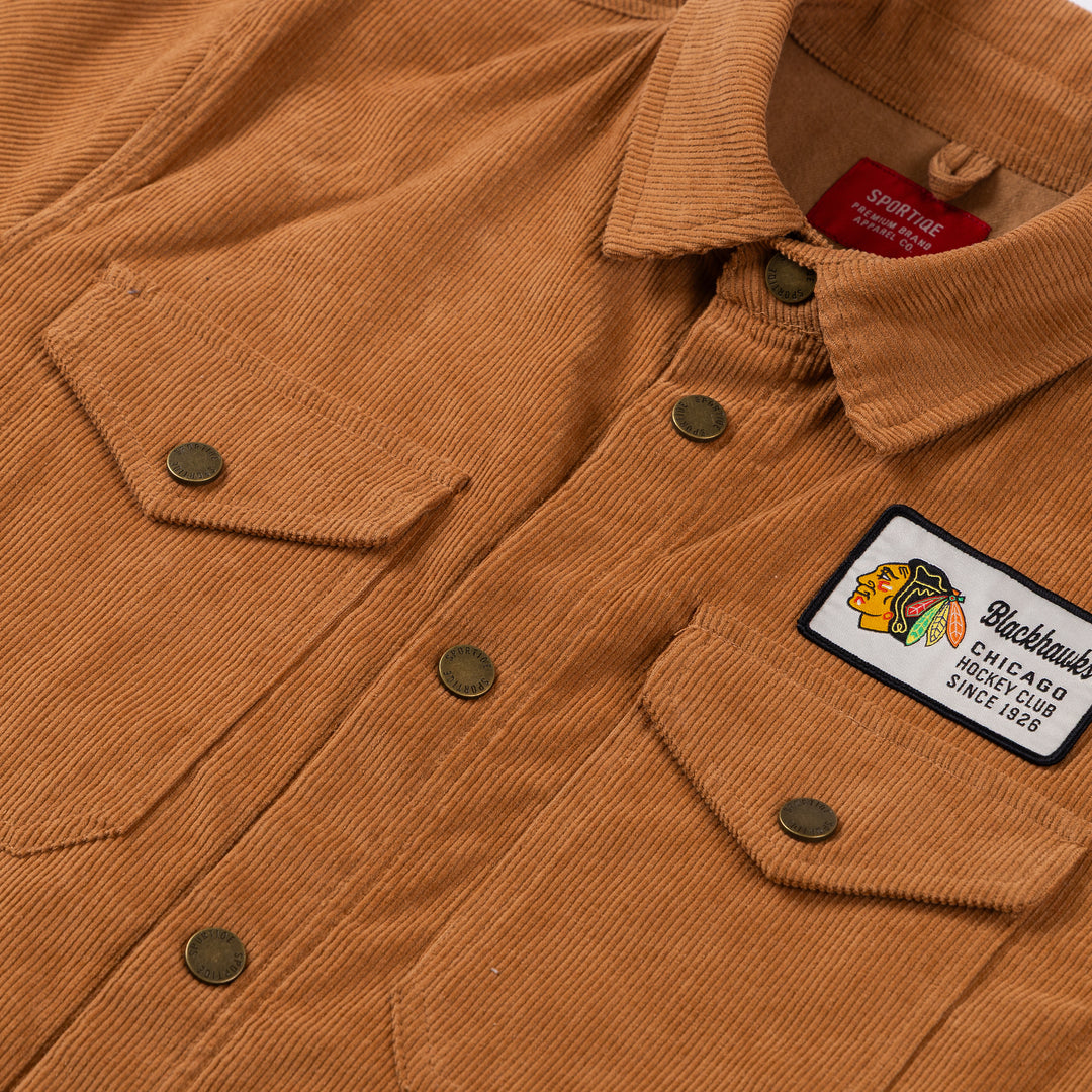Sportiqe Chicago Blackhawks Bodie Corduroy Patch Jacket