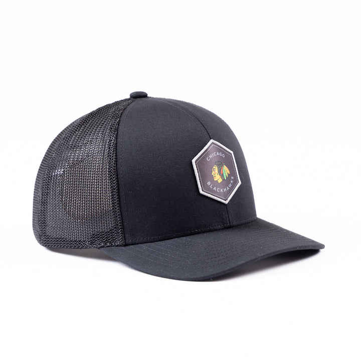 TravisMathew Chicago Blackhawks Widder 2.0 Primary Hexagon Snapback - Black