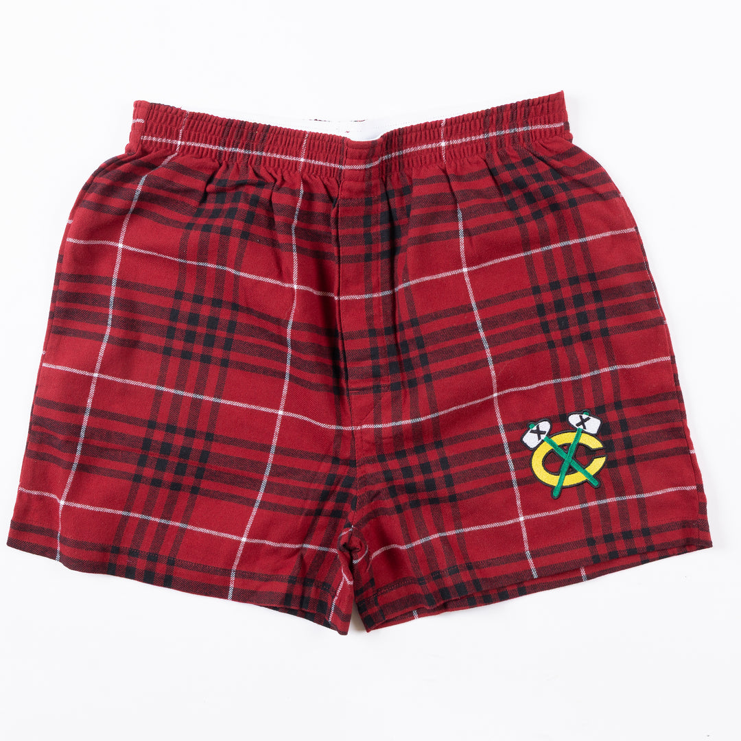 Chicago Blackhawks Secondary Logo Plaid Boxer Shorts