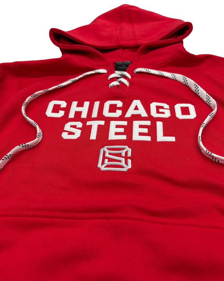 Chicago Steel Red Laced Hooded Sweatshirt