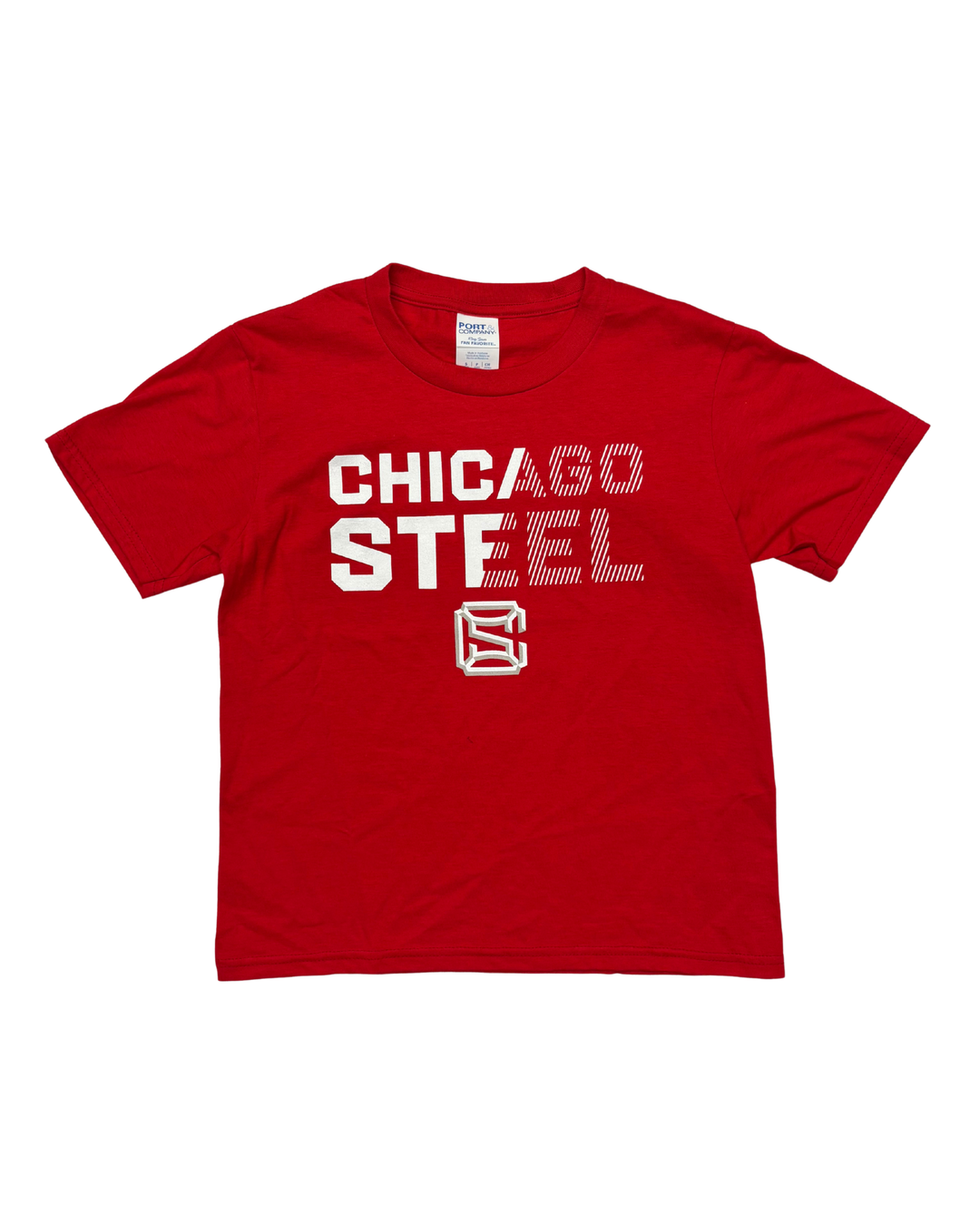 Chicago Steel Wordmark Youth Red Tee