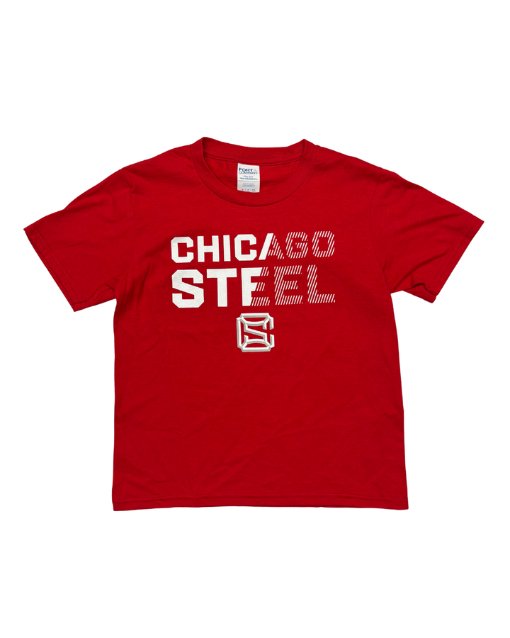 Chicago Steel Wordmark Youth Red Tee