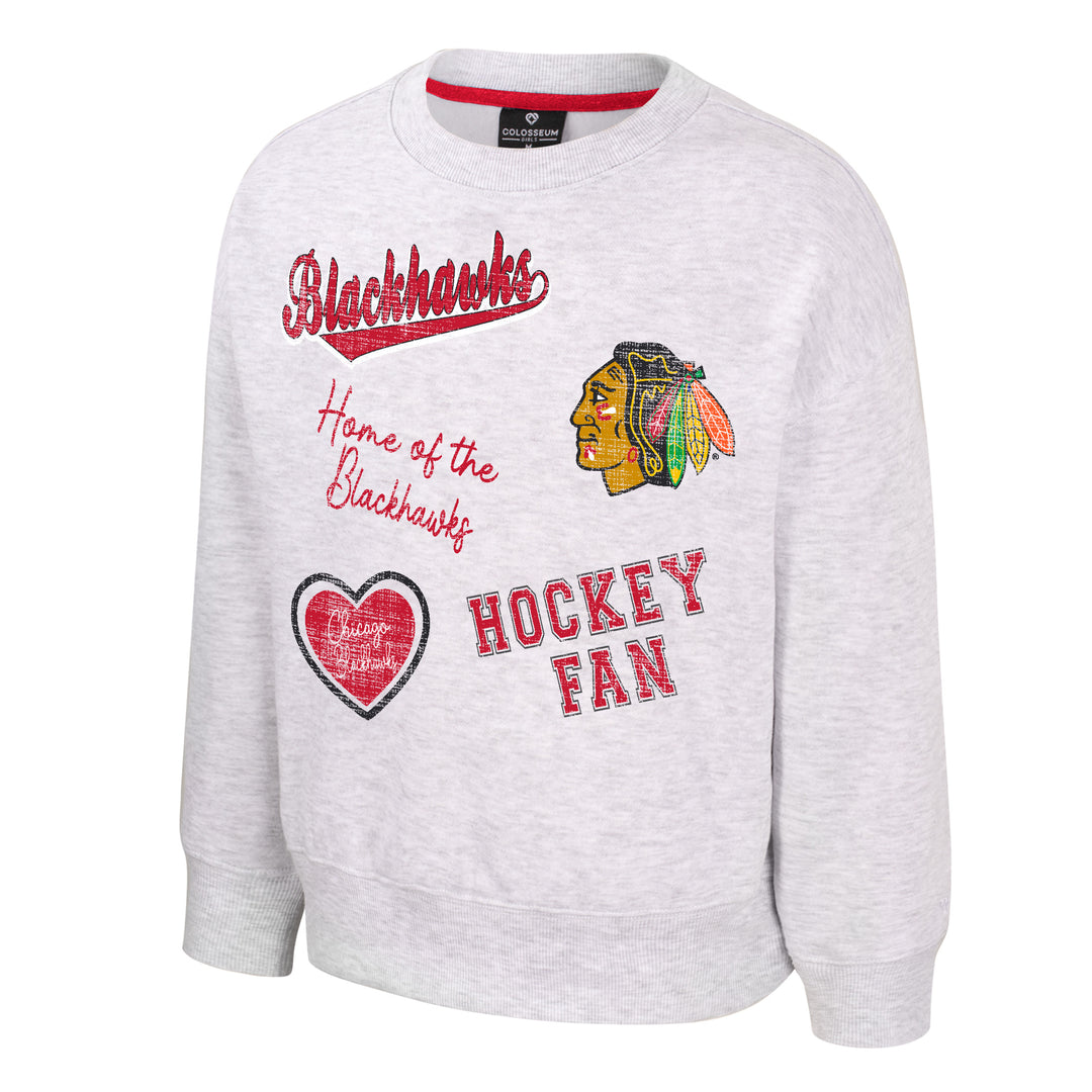 Colosseum Chicago Blackhawks Girls Coco Crewneck