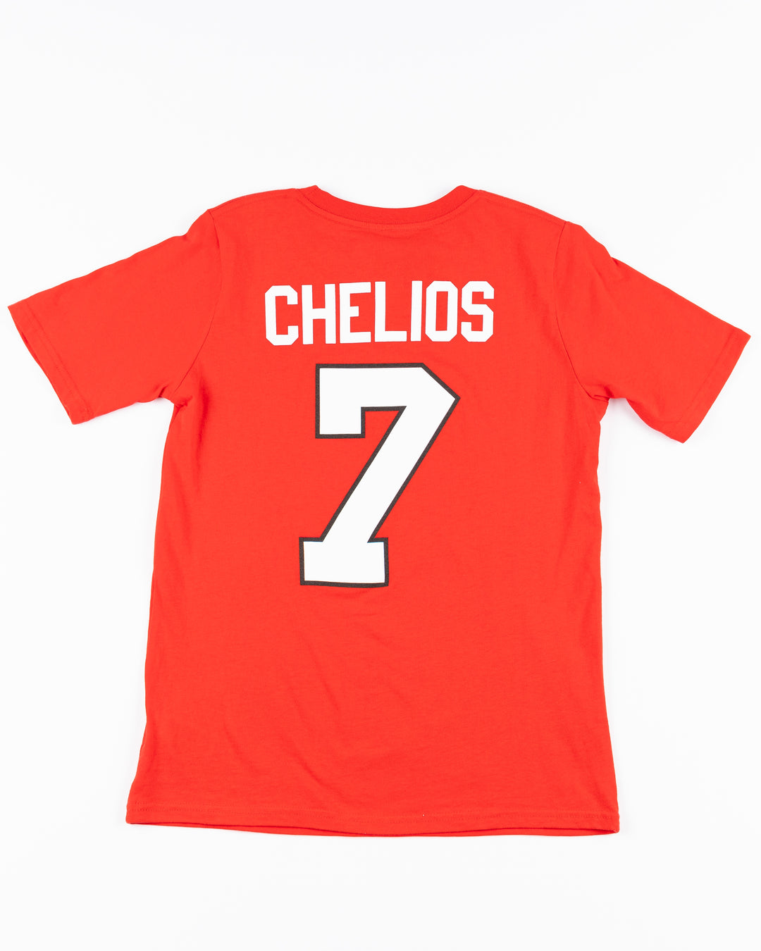 red youth Mitchell & Ness Chelios player tee - back lay flat