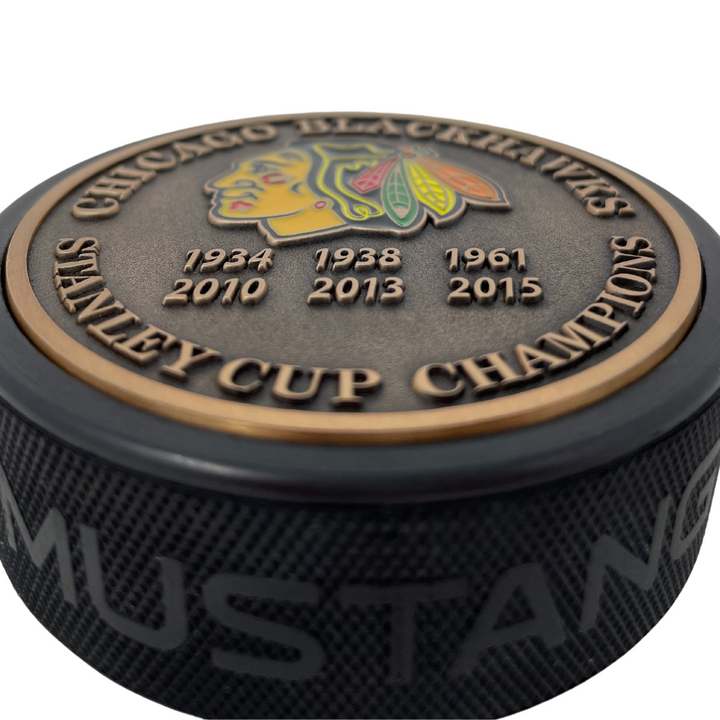 Chicago Blackhawks Puck Stanley Cup Years Gold Medallion