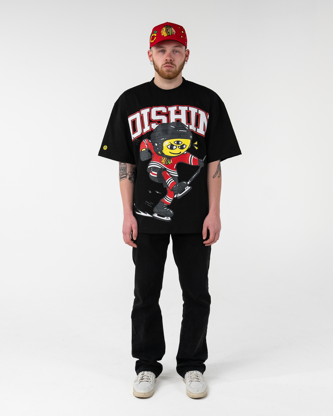 black DISHIN x Blackhawks tee - on male model