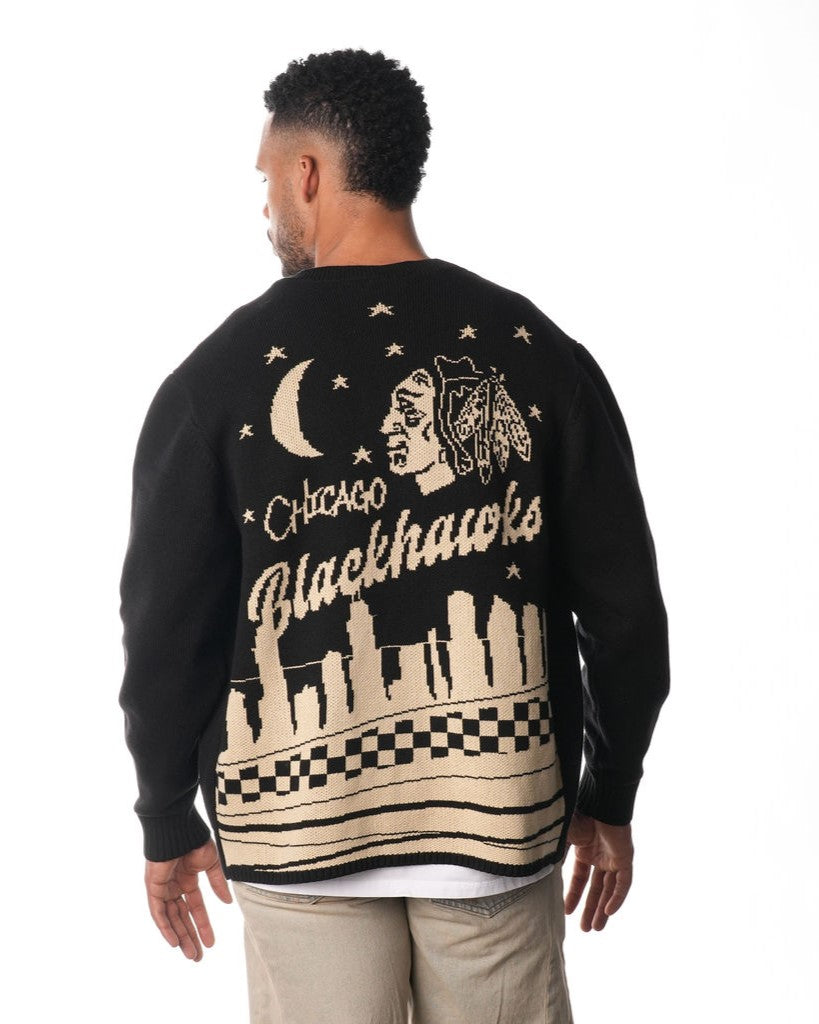 Wild Collective Chicago Blackhawks Jacquard Cardigan Sweater