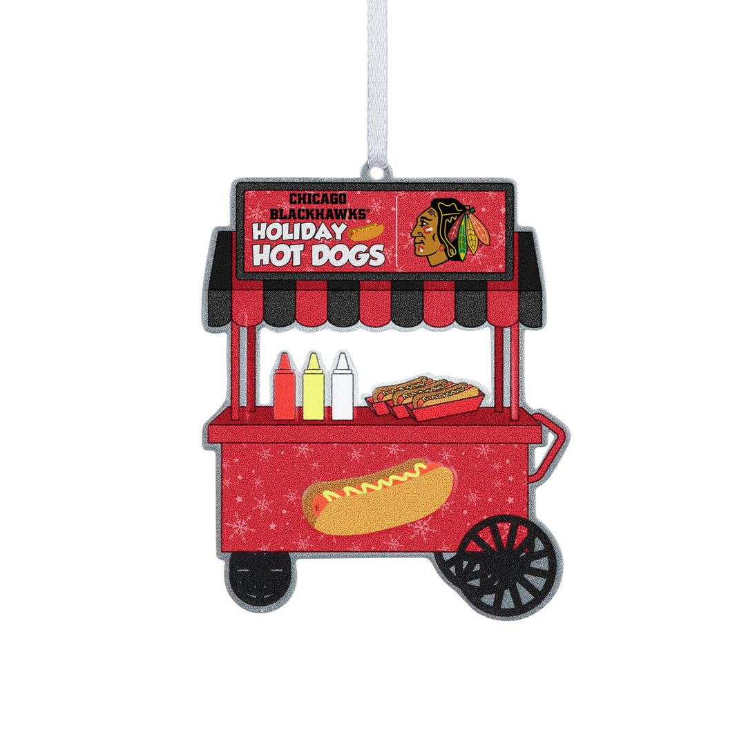 Chicago Blackhawks Metal Hot Dog Cart Ornament