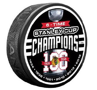 Chicago Blackhawks Centennial Six‑Time Stanley Cup Champions Puck