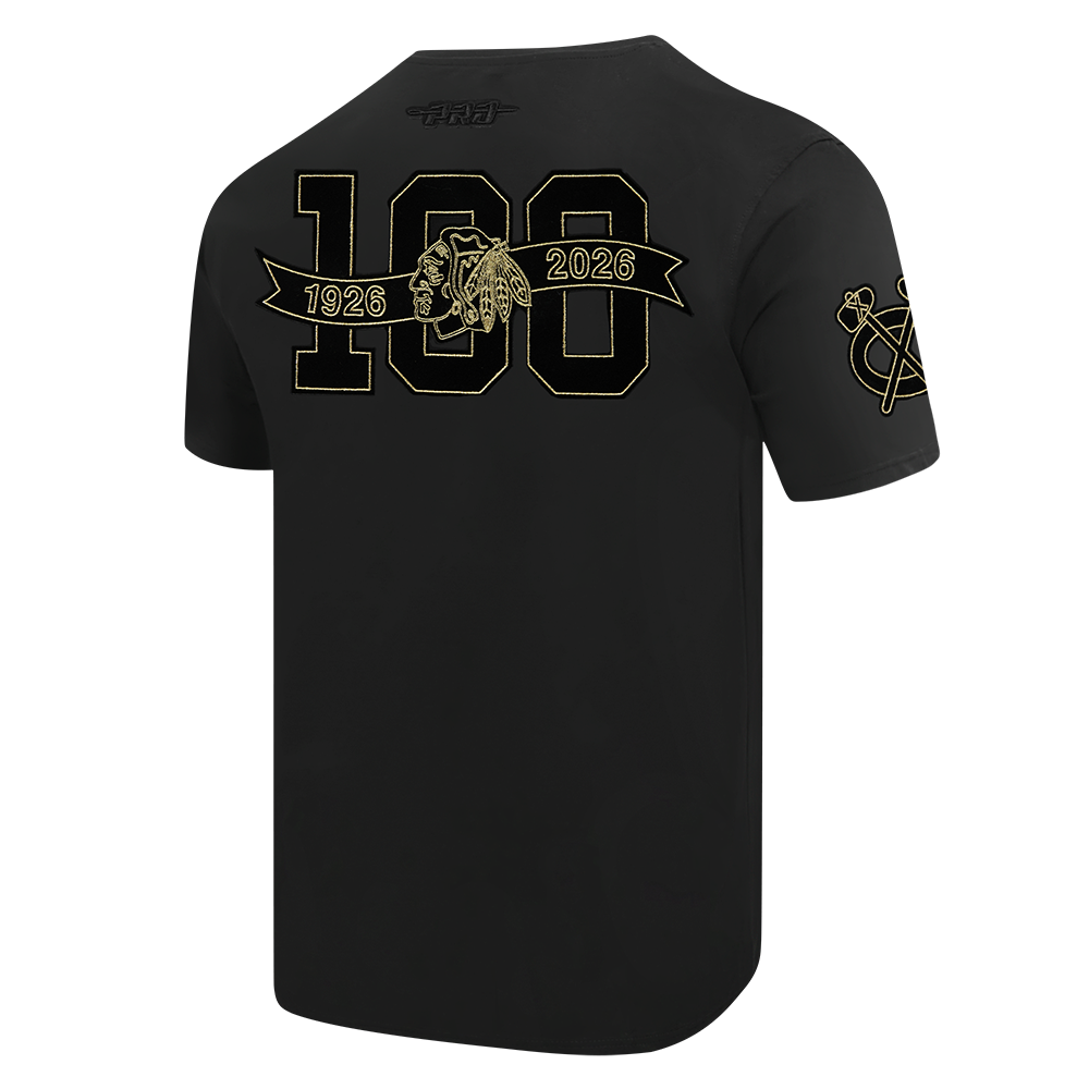 Pro Standard Chicago Blackhawks Centennial Black & Gold Short Sleeve Tee