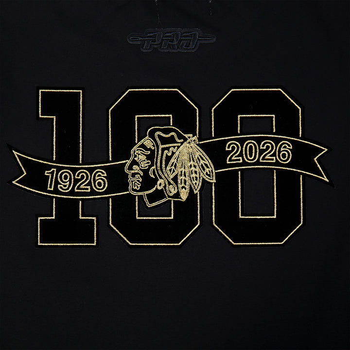 Pro Standard Chicago Blackhawks Centennial Black & Gold Short Sleeve Tee