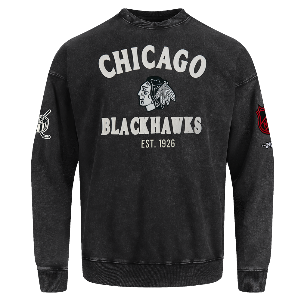 Pro Standard Chicago Blackhawks First Team Enzyme Wash Crewneck