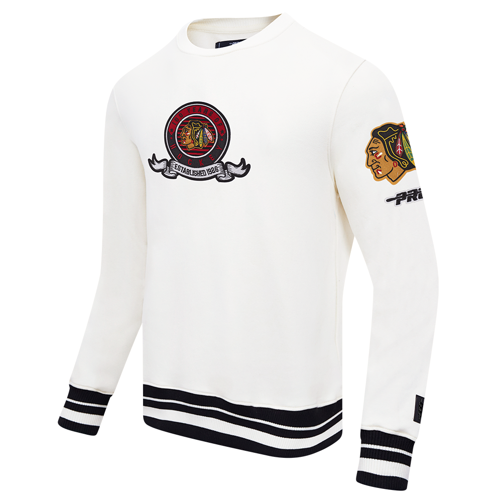 Pro Standard Chicago Blackhawks Centennial Badge Rib Cuff Crewneck