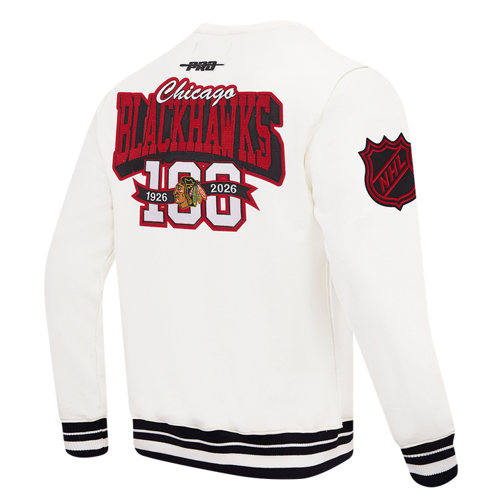 Pro Standard Chicago Blackhawks Centennial Badge Rib Cuff Crewneck