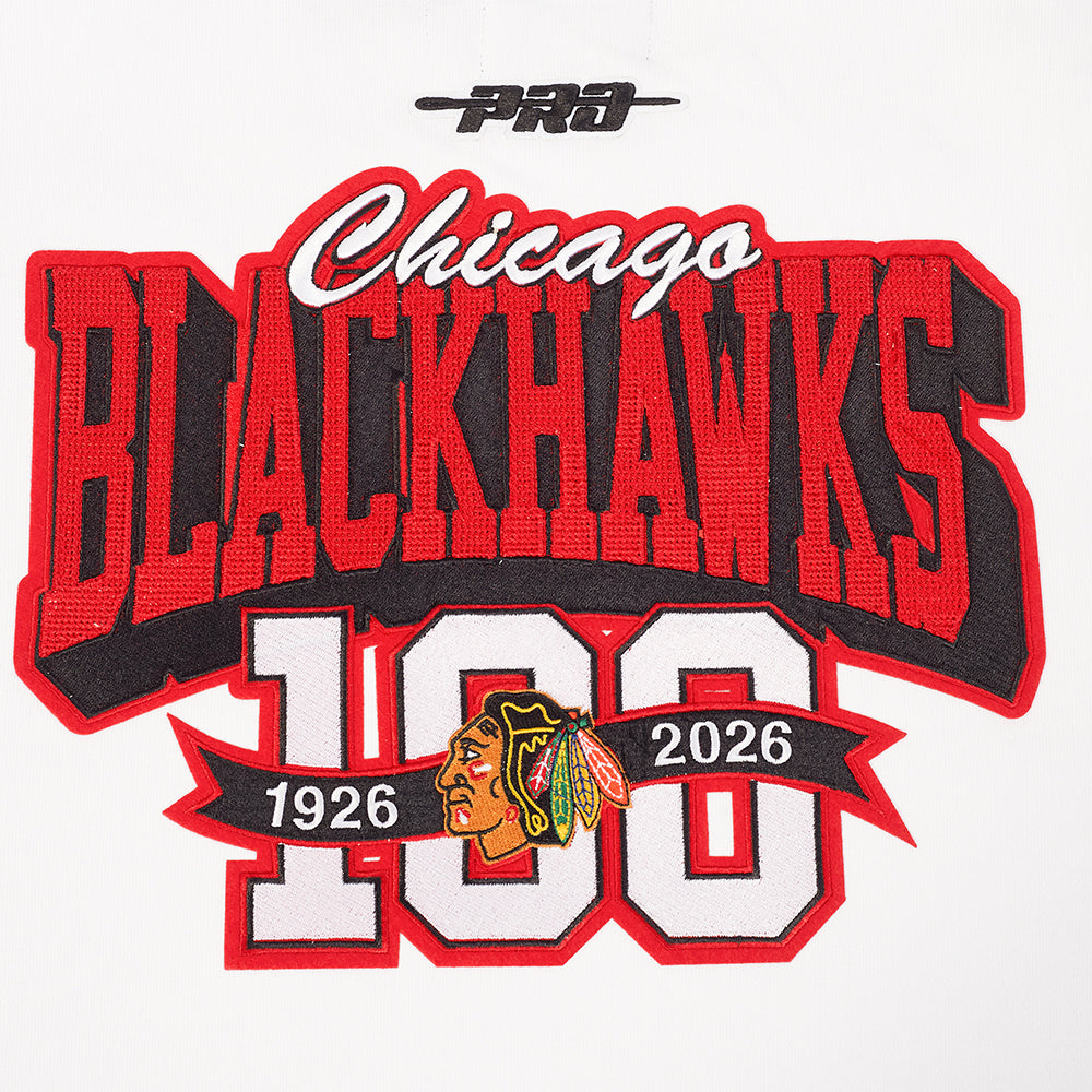 Pro Standard Chicago Blackhawks Centennial Badge Rib Cuff Crewneck