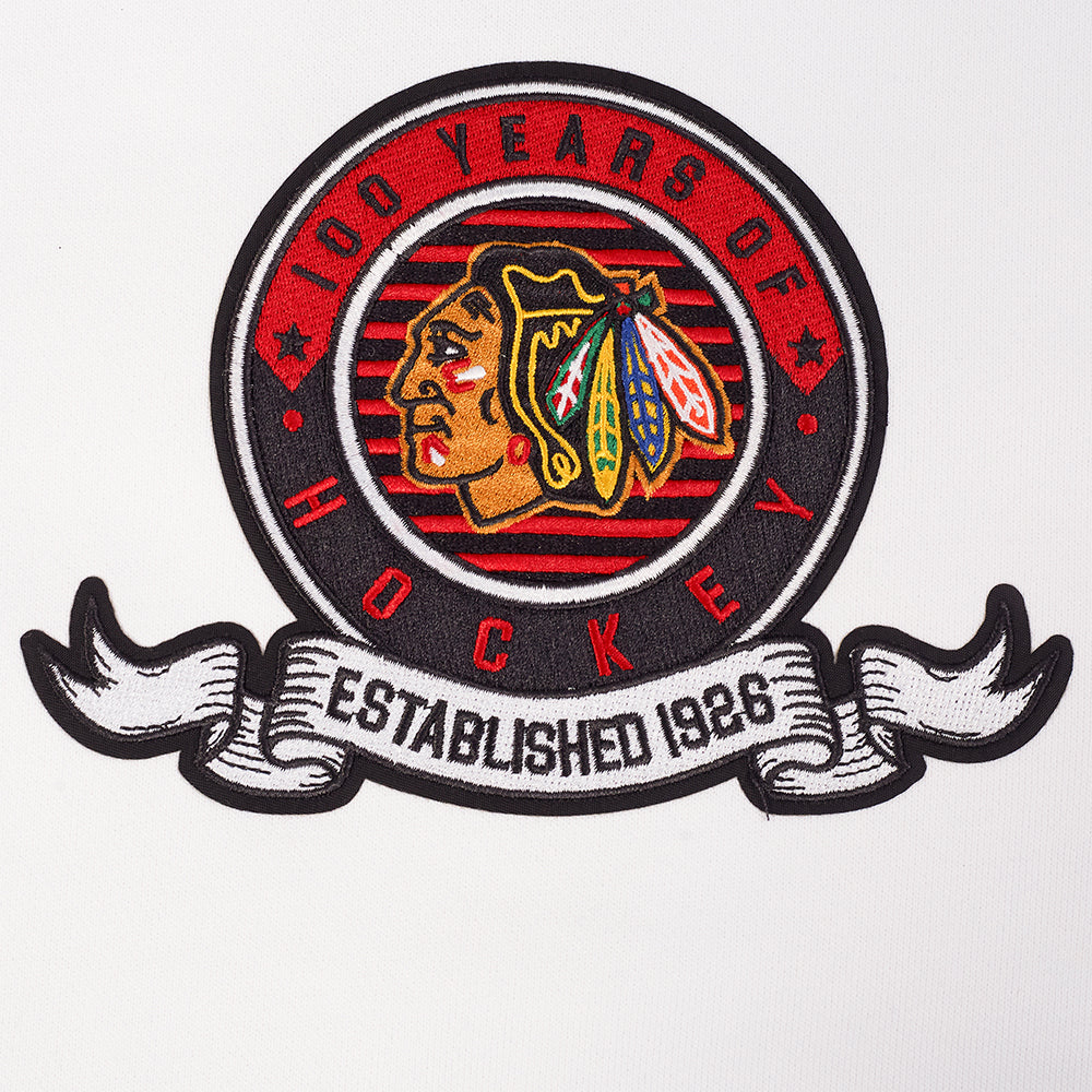 Pro Standard Chicago Blackhawks Centennial Badge Rib Cuff Crewneck