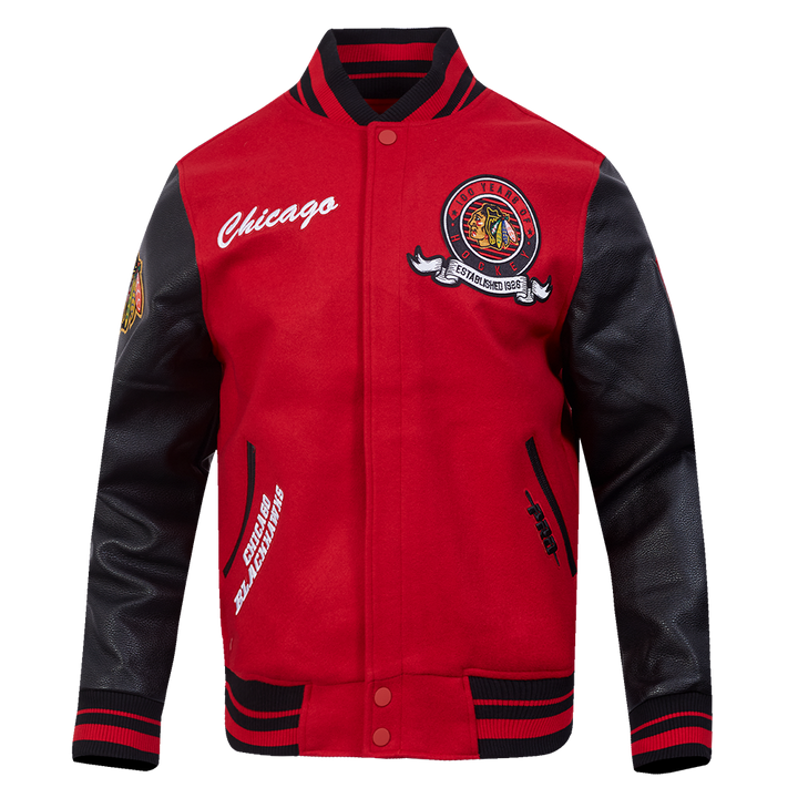 Pro Standard Chicago Blackhawks Centennial Badge Wool Varsity Jacket