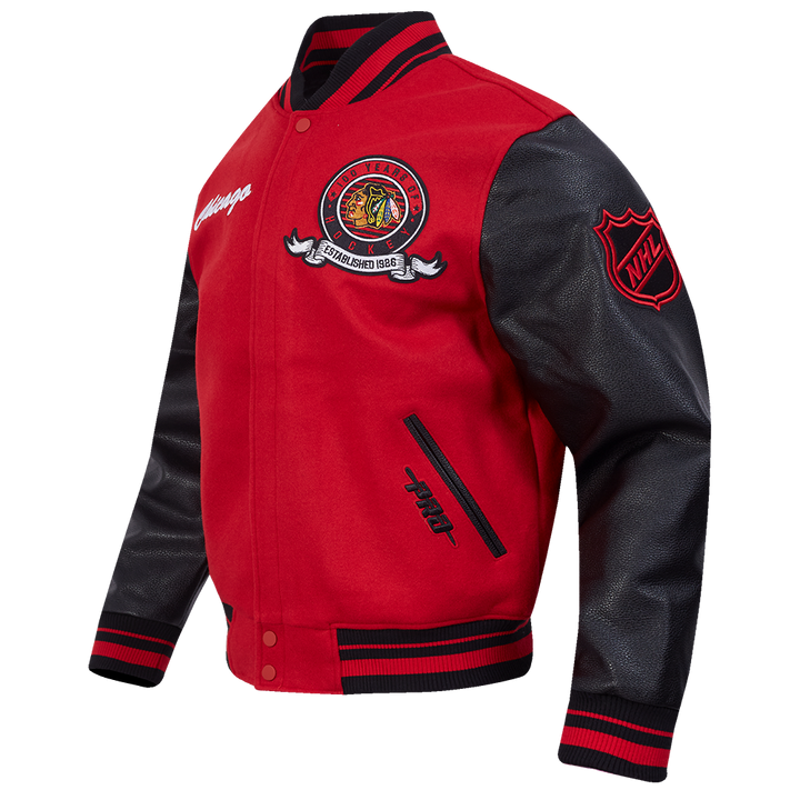 Pro Standard Chicago Blackhawks Centennial Badge Wool Varsity Jacket