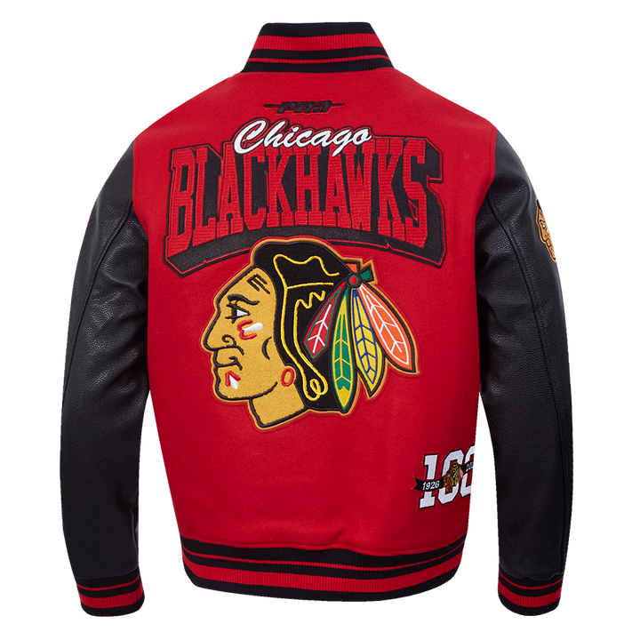 Pro Standard Chicago Blackhawks Centennial Badge Wool Varsity Jacket