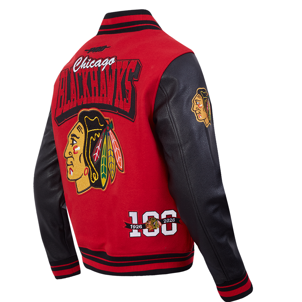 Pro Standard Chicago Blackhawks Centennial Badge Wool Varsity Jacket